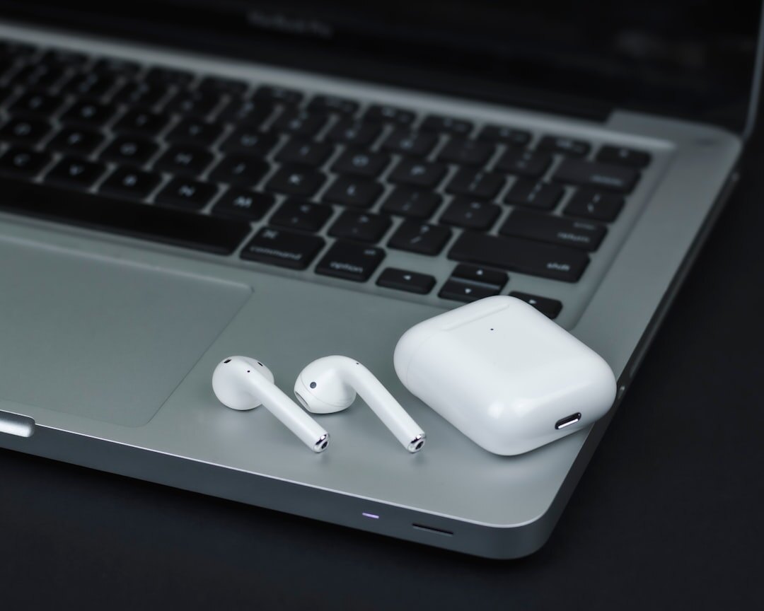 headphones and laptop