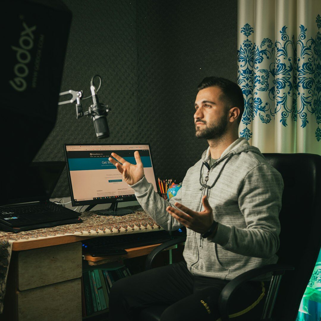 Portrait of a South African man, audio engineer, in a recording studio