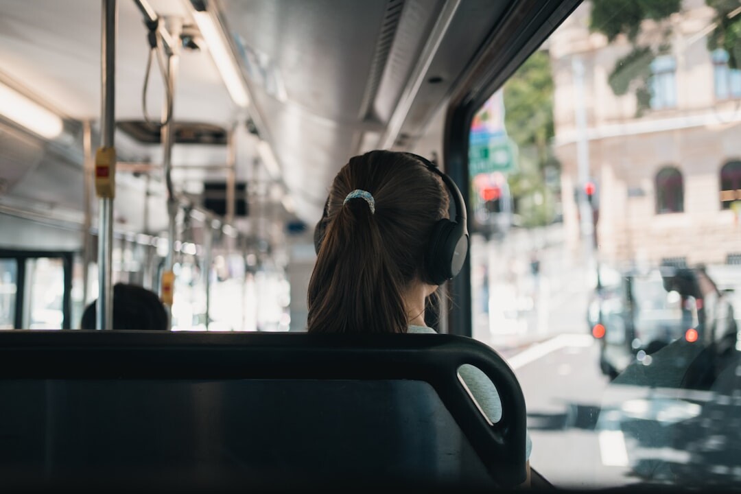 city commute with headphones