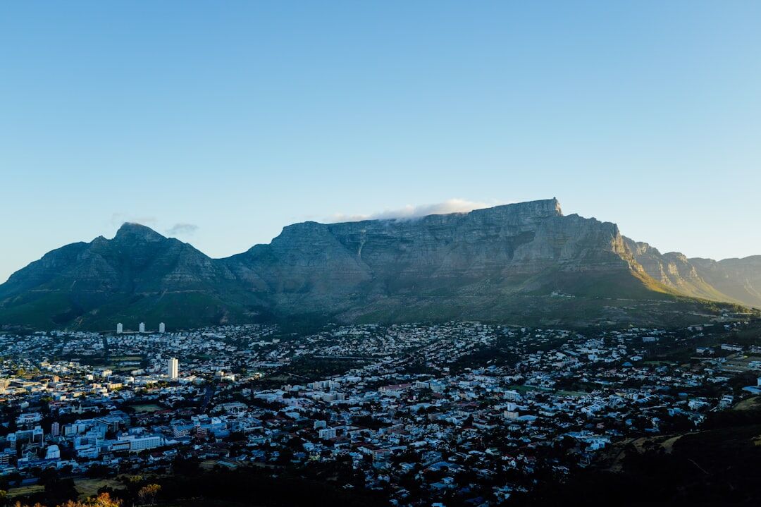 Cape Town skyline with Table Mountain in the background at golden hour