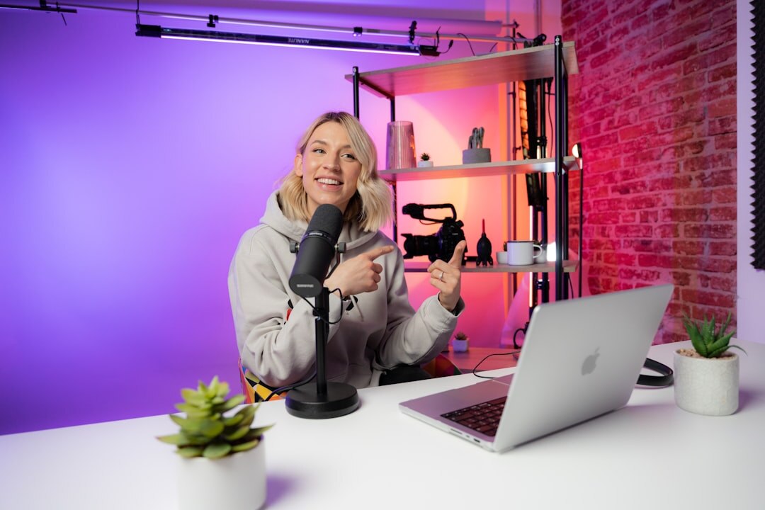 podcaster recording in studio