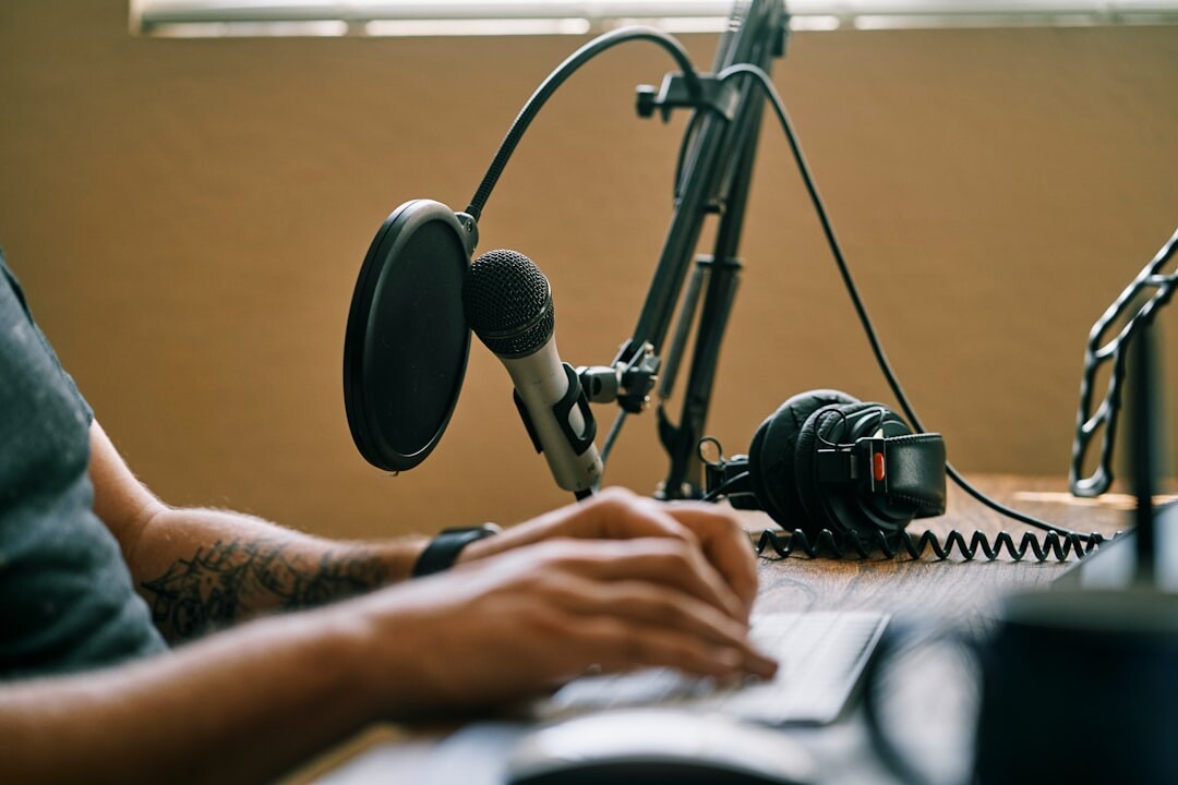 podcaster recording in studio